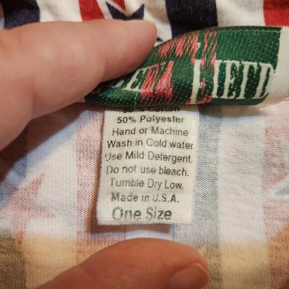 Vtg Large Green Field Stars & Stripes Patriotic USA Short Sleeve Button Down Top - Picture 4 of 8